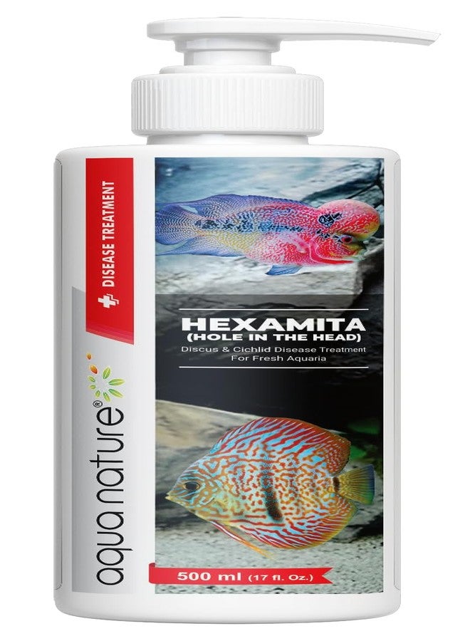 aqua nature AquaNature® Hexamita Hole in The Head Discus & Cichlid Disease Treament for Freshwater Aquarium (500 Ml) - Image 1
